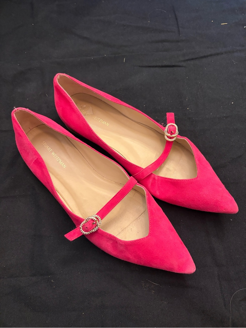Stuart Weitzman Pointed Mary Jane Flats in Fuchsia - Picture 7 of 9